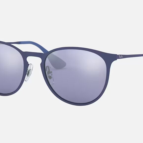 NEW Ray-Ban RB3539 Erika Metal Sunglasses Matte Blue/Blue Light Grey Mirror - Picture 2 of 16